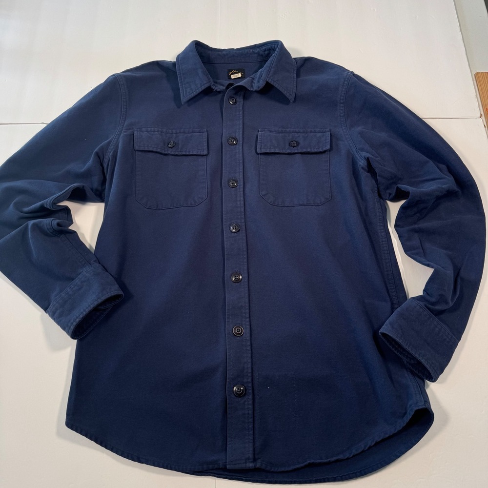 LL Bean Archive Re-Issue Beans Chamois Cloth Shirt Navy Blue Mens Medium
